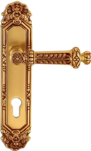 Ornate Golden Door Handle PNG Image