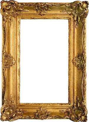 Ornate Golden Frame Black Interior PNG Image