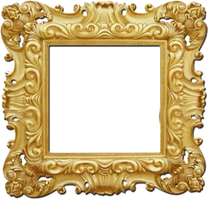 Ornate Golden Frame Empty PNG Image