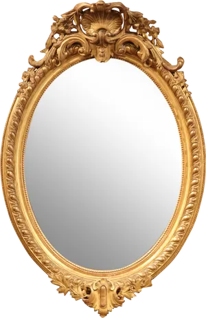 Ornate Golden Frame Mirror.jpg PNG Image