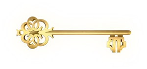 Ornate Golden Key Black Background PNG Image