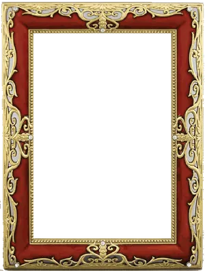 Ornate Golden Red Frame PNG Image