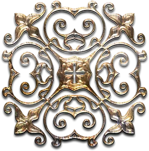 Ornate Golden Scrollwork Design PNG Image