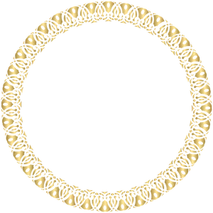 Ornate Golden Skull Round Frame PNG Image