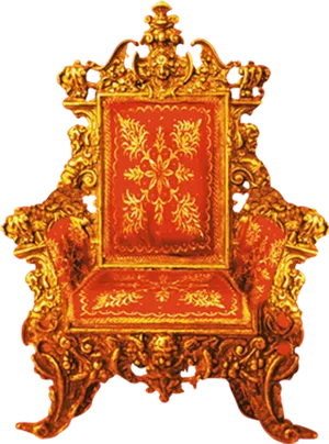 Ornate Golden Throne Chair PNG Image