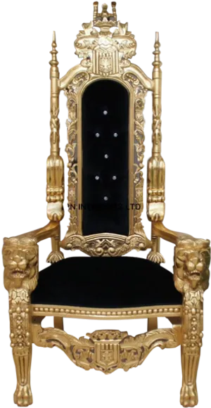 Ornate Golden Throne Chair PNG Image