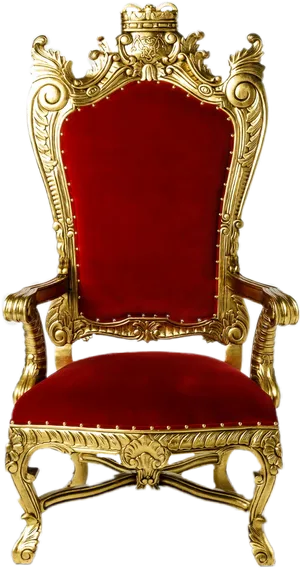 Ornate Golden Throne Chair PNG Image