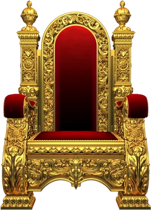 Ornate Golden Throne Chair PNG Image