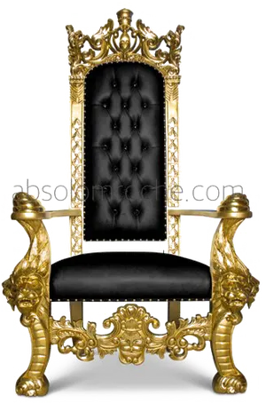 Ornate Golden Throne Chair PNG Image