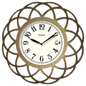 Ornate Golden Wall Clock PNG Image