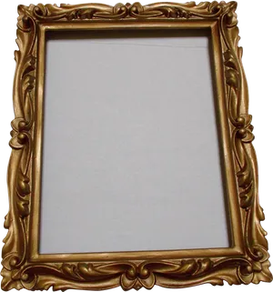 Ornate Golden Wood Frame PNG Image