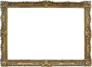 Ornate Golden Wood Frame PNG Image