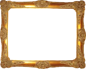 Ornate Golden Wooden Frame PNG Image