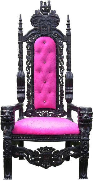 Ornate Gothic Style Chairwith Pink Upholstery PNG Image