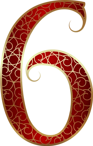 Ornate Number Six Design PNG Image