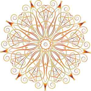 Ornate Orange Mandala Art PNG Image