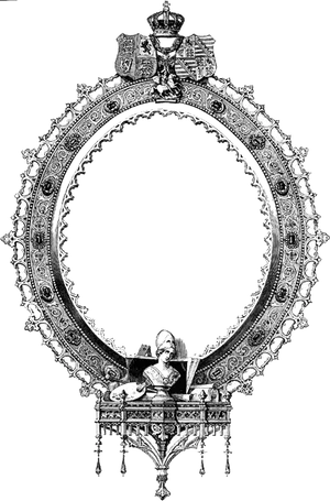 Ornate Oval Frame Vintage Illustration PNG Image