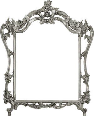 Ornate Silver Frame Design PNG Image