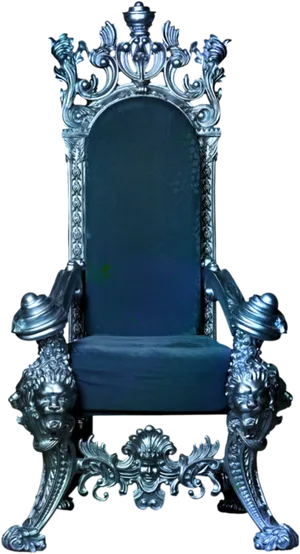 Ornate Silver King Chair PNG Image