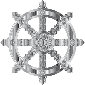 Ornate Silver Ship Wheel PNG image with transparent background