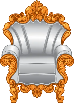 Ornate Silverand Gold King Chair PNG Image