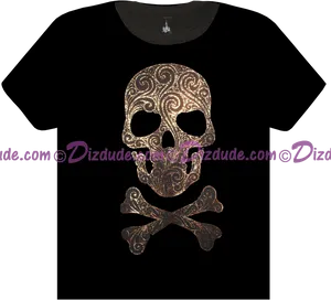 Ornate Skull Crossbones Tshirt Design PNG Image