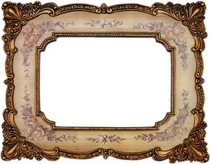 Ornate Vintage Floral Frame PNG Image