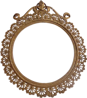 Ornate Vintage Golden Mirror Frame PNG Image