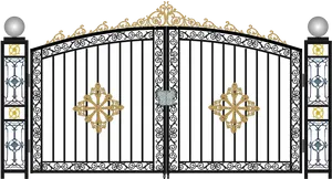 Ornate Wrought Iron Gate PNG Image