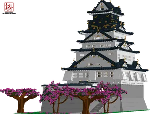 Osaka Castle Pixel Art PNG Image