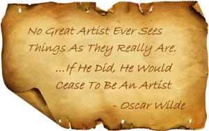 Oscar Wilde Artist Quote Parchment PNG Image