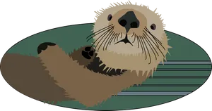 Otter On Surfboard Illustration PNG Image