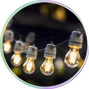 Outdoor String Lights Glowing PNG Image