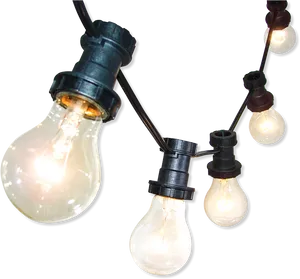 Outdoor String Lights Illuminated Bulbs PNG Image