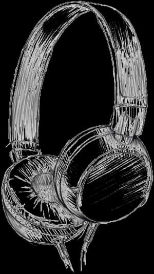 Over Ear Headphones Sketch PNG image with transparent background
