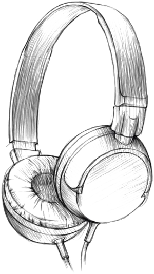 Over Ear Headphones Sketch PNG Image