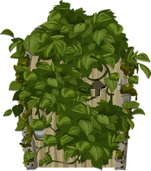 Overgrown_ Birdhouse_in_ Green_ Foliage PNG Image