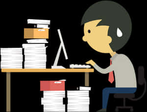 Overwhelmed Office Worker PNG with transparent background