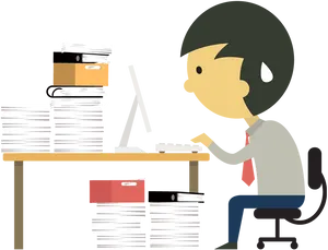 Overwhelmed Office Worker PNG Image