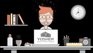 Overworked Professionalat Desk PNG image with transparent background