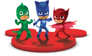 P J Masks Heroes Posing PNG Image