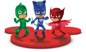 P J Masks Heroes Posing PNG Image