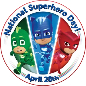 P J Masks National Superhero Day Celebration PNG Image