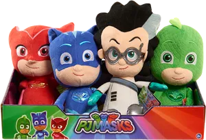 P J Masks Plush Toys Display PNG Image