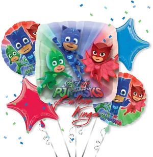 P J Masks Themed Balloons PNG Image