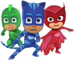 P J Masks Trio Heroes Pose PNG Image