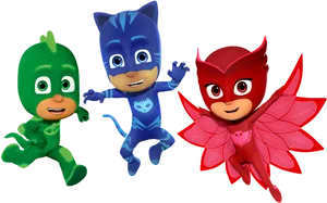 P J Masks Trio Heroes Pose PNG Image