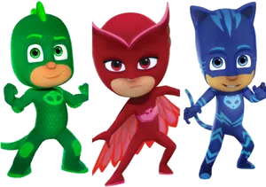 P J Masks Trio Heroes Pose PNG Image