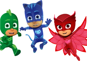 P J Masks Trio Heroes Pose PNG Image