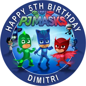 P J Masks5th Birthday Celebration PNG Image